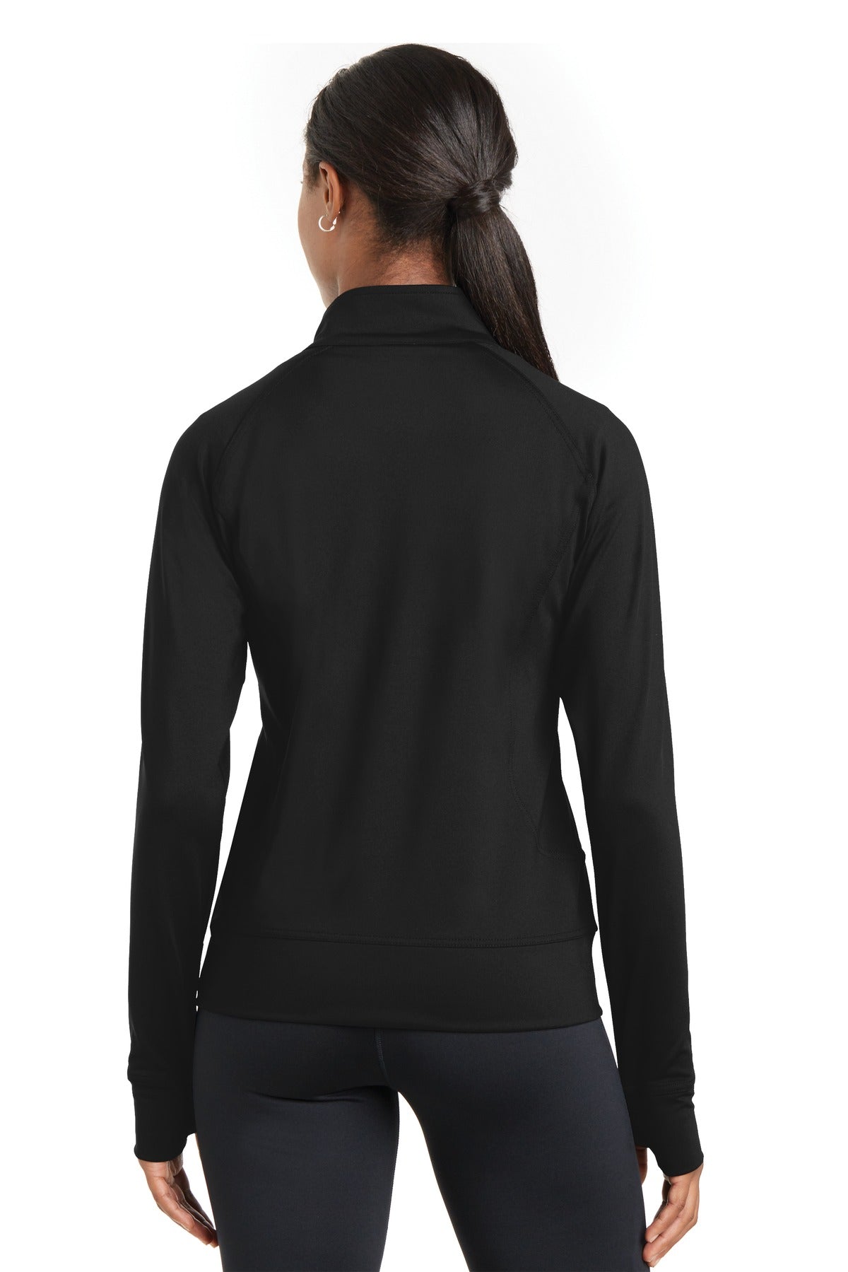 Black Sport-Tek Women's NRG Fitness Jacket. LST885