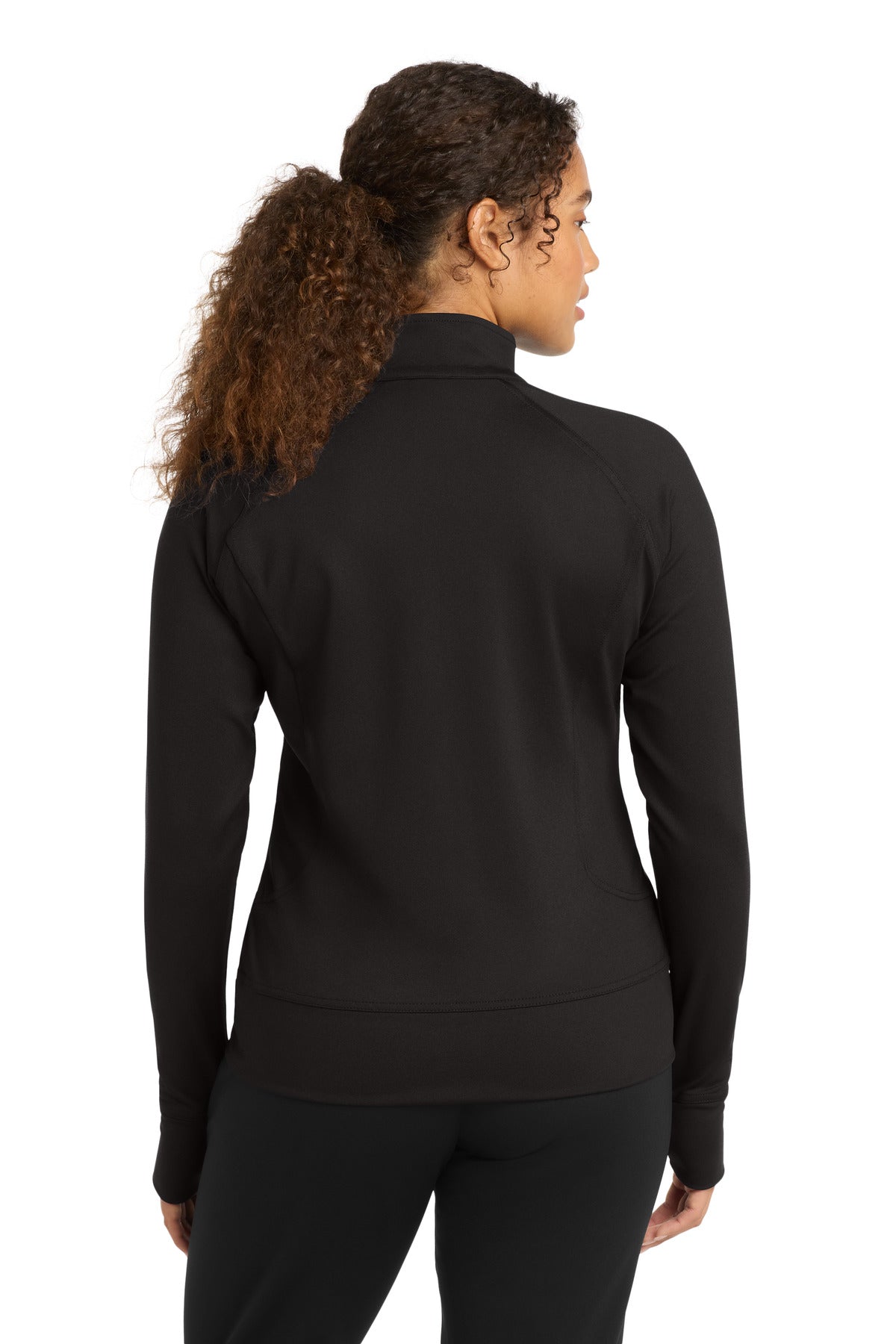 Black Sport-Tek Women's NRG Fitness Jacket. LST885