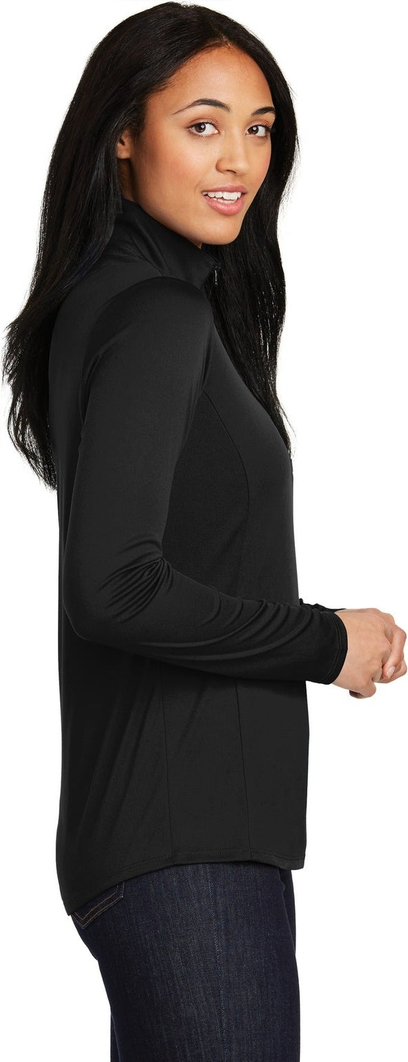 Black Sport-Tek Women's PosiCharge Competitor 1/4-Zip Pullover. LST357