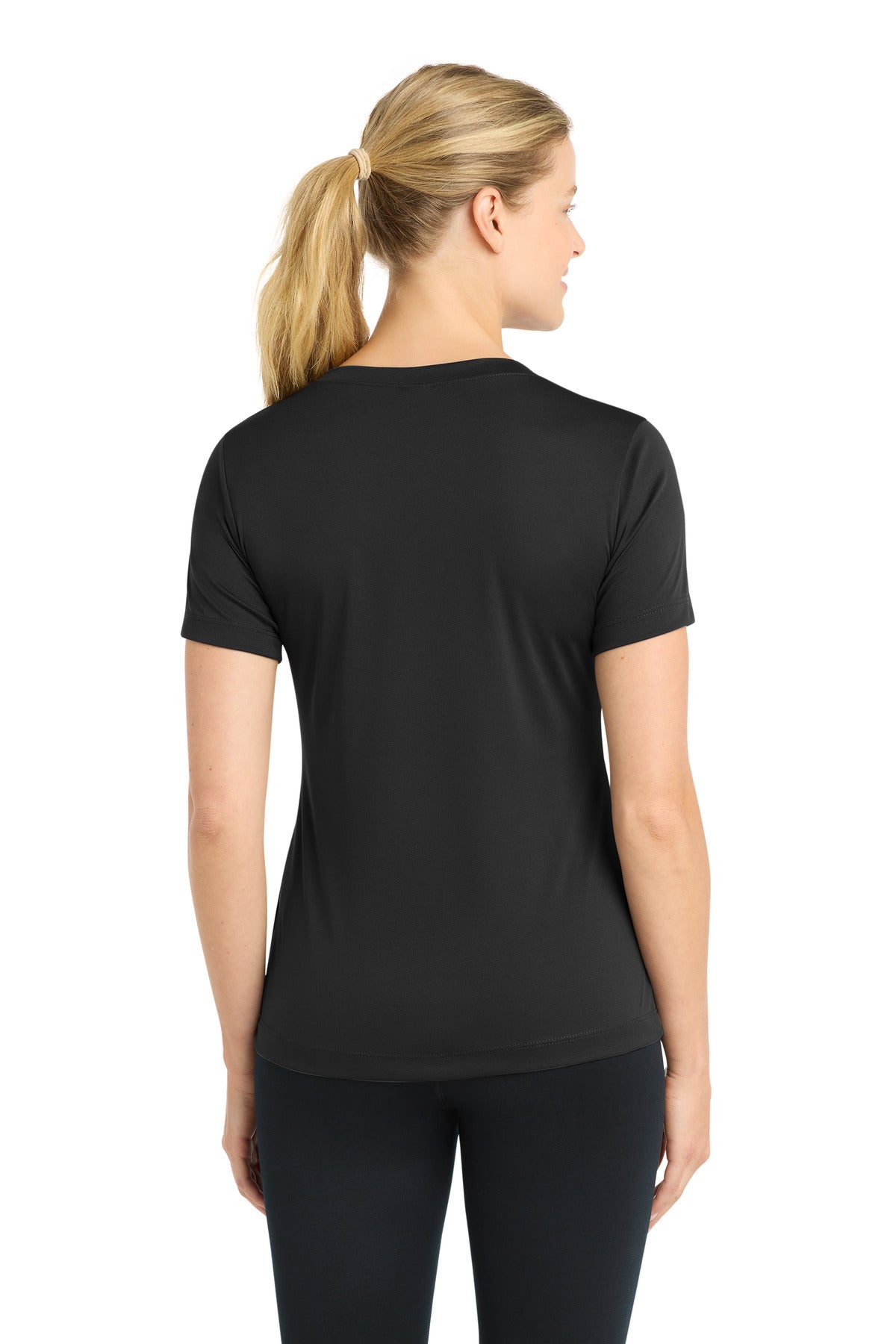 Black Sport-Tek Women's PosiCharge Competitor V-Neck Tee. LST353