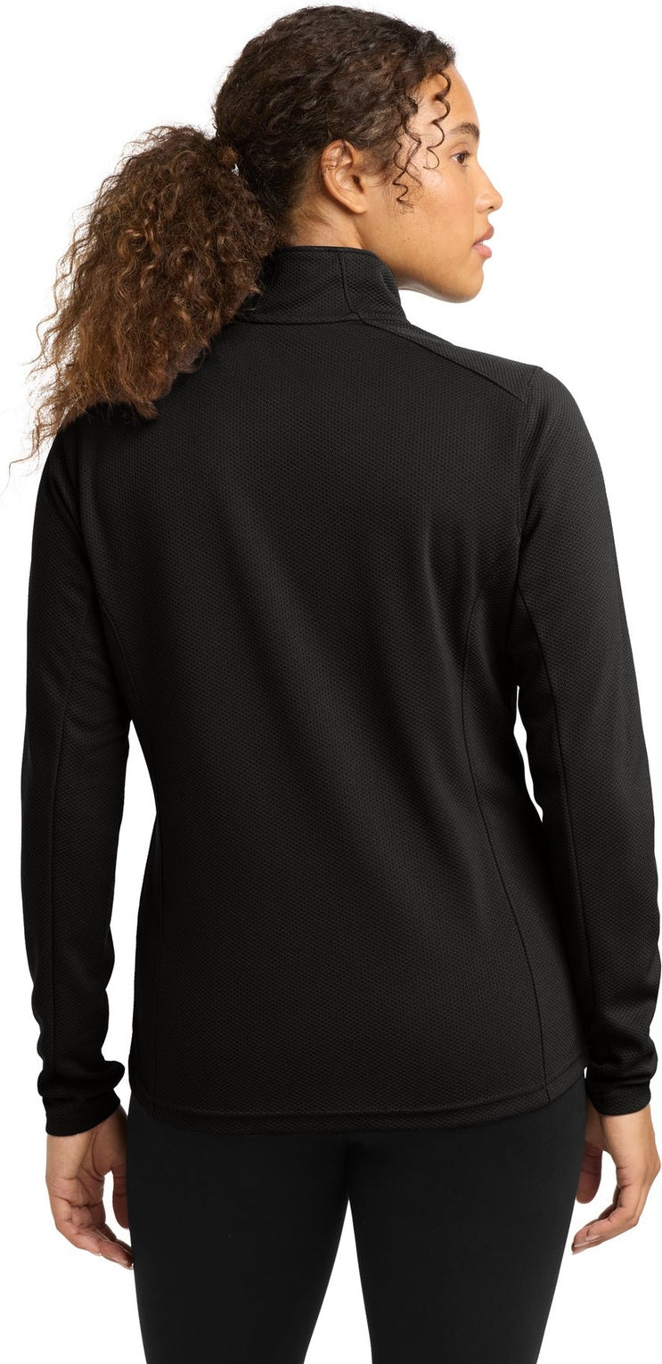 Black Sport-Tek Women's Sport-Wick Textured 1/4-Zip Pullover. LST860