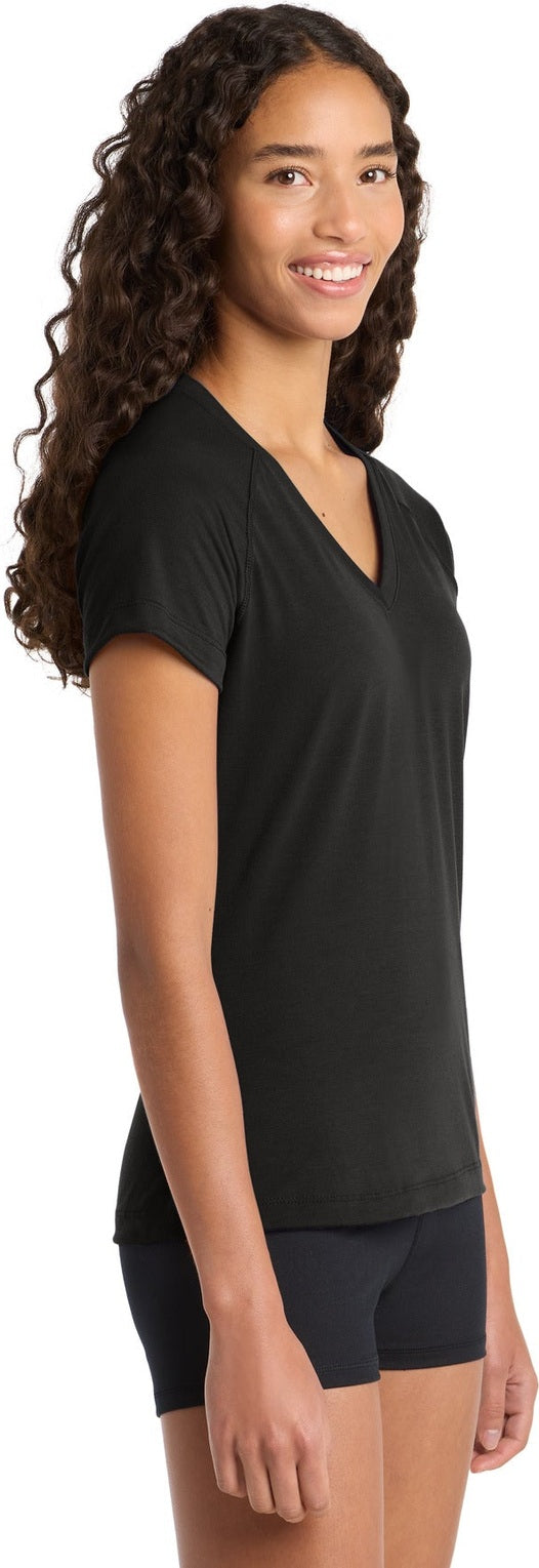 Black Sport-Tek Women's Ultimate Performance V-Neck. LST700