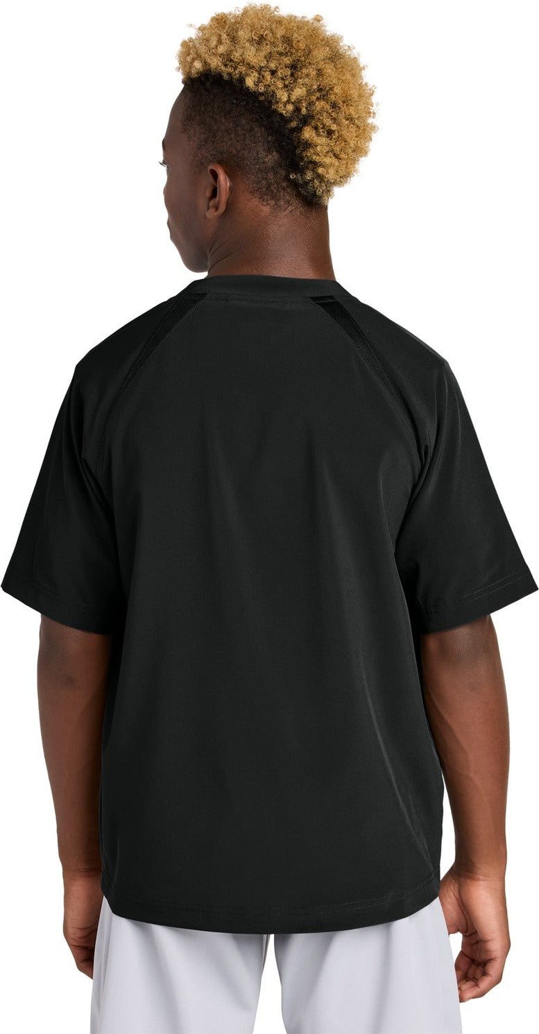 Black Sport-Tek Youth Repeat 1/2-Zip Short Sleeve Jacket YJST489