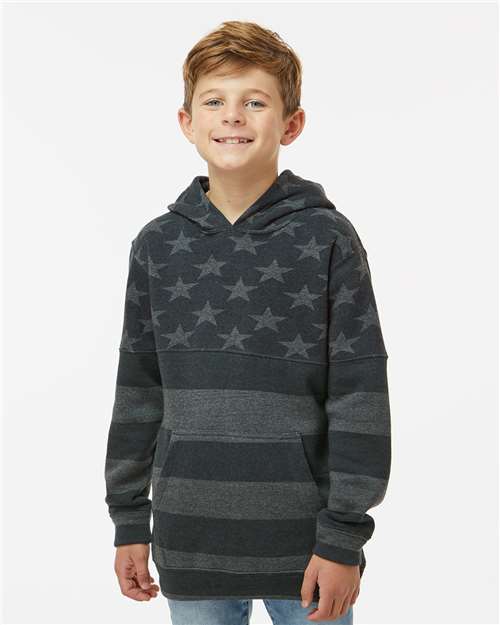 Black Stars &amp; Stripes Triblend Youth Triblend Fleece Hooded Sweatshirt - 8880