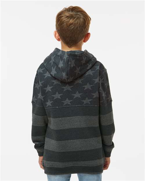 Black Stars &amp; Stripes Triblend Youth Triblend Fleece Hooded Sweatshirt - 8880