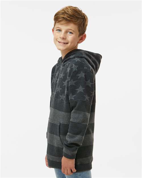 Black Stars &amp; Stripes Triblend Youth Triblend Fleece Hooded Sweatshirt - 8880