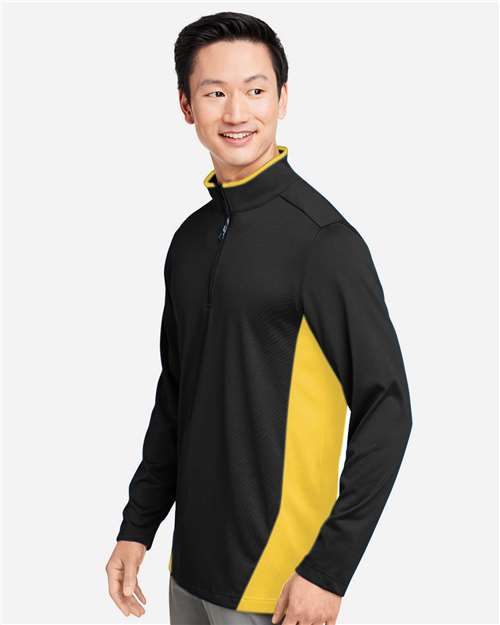 Black/ Sunray Yellow Men&#39;s Flash Snag Protection Plus IL Colorblock Quarter-Zip Pullover - M786