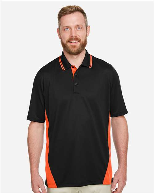 Black/ Team Orange Men&#39;s Flash Snag Protection Plus IL Colorblock Polo - M386