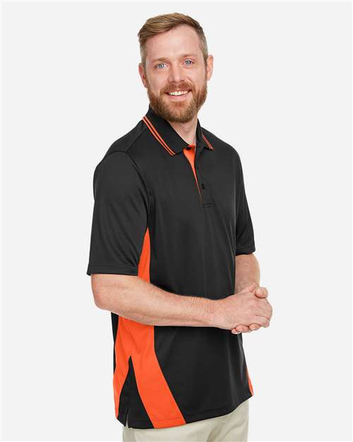 Black/ Team Orange Men&#39;s Flash Snag Protection Plus IL Colorblock Polo - M386
