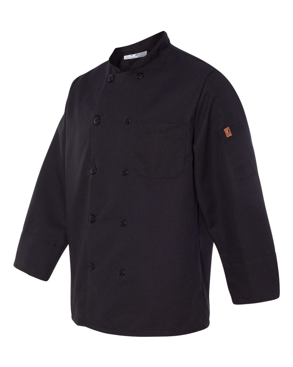 Black Ten Pearl Button Black Chef Coat - 0425