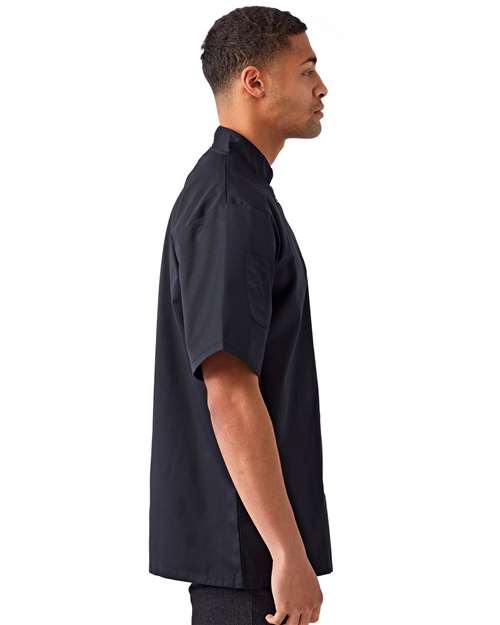 Black Ten Studded Front Chef Short Sleeve Coat - RP664