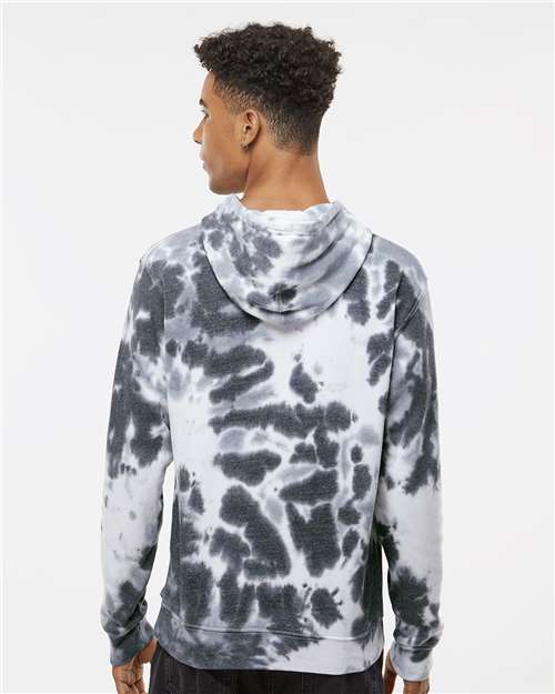 Black Tie Dye Tie-Dyed Fleece Hooded Sweatshirt - 8861