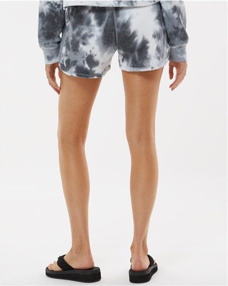 Black Tie Dye Women&#39;s Fleece Shorts - 8856