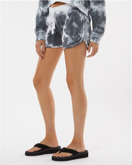 Black Tie Dye Women&#39;s Fleece Shorts - 8856