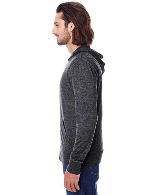 Black Triblend Triblend Full-Zip Lightweight Hooded Sweatshirt - 302Z