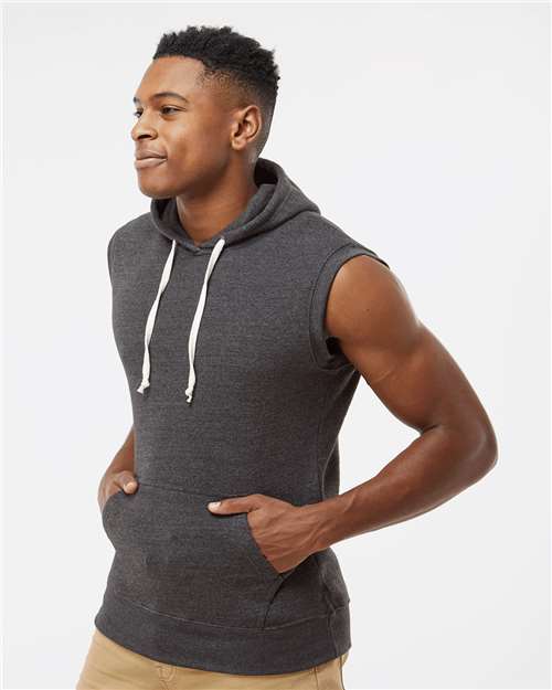 Black Triblend Triblend Sleeveless Hooded Sweatshirt - 8877