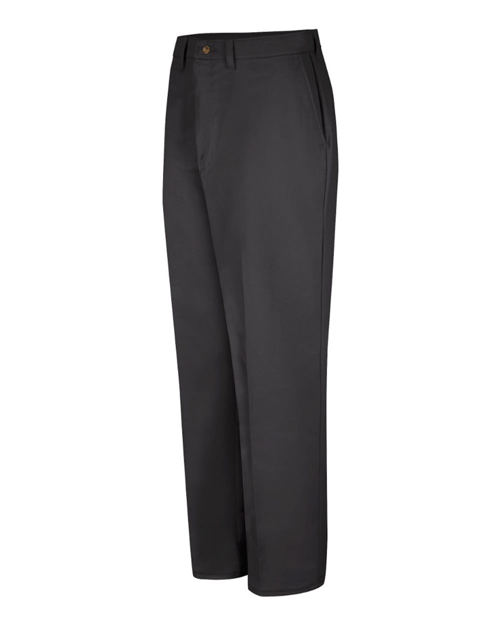 Black - Unhemmed Plain Front Casual Cotton Pants - PC44