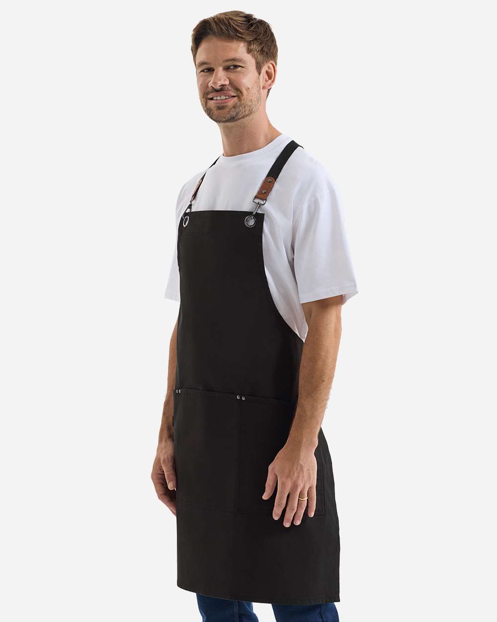 Black Unisex Clip & Clasp Cross-Back Bib Apron - RP182 plain