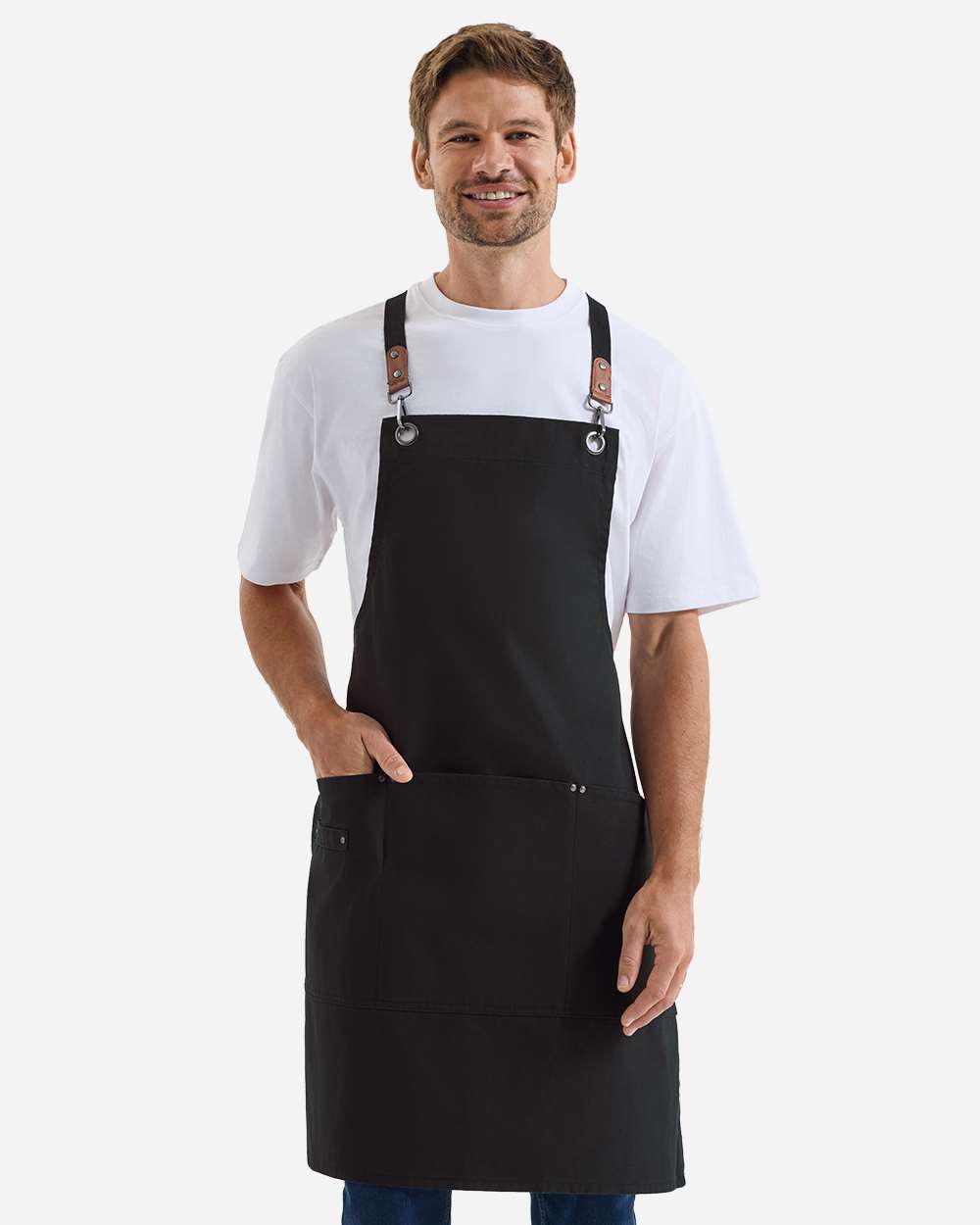 Black Unisex Clip & Clasp Cross-Back Bib Apron - RP182