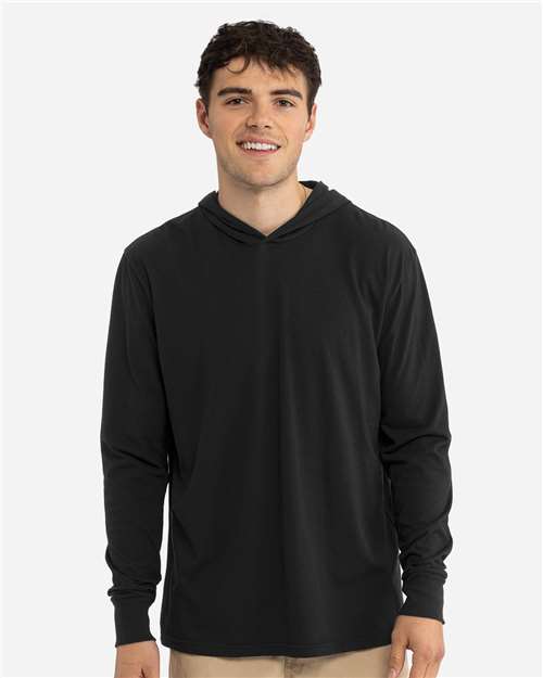 Black Unisex CVC Hoodie Long Sleeve T-Shirt - 6221