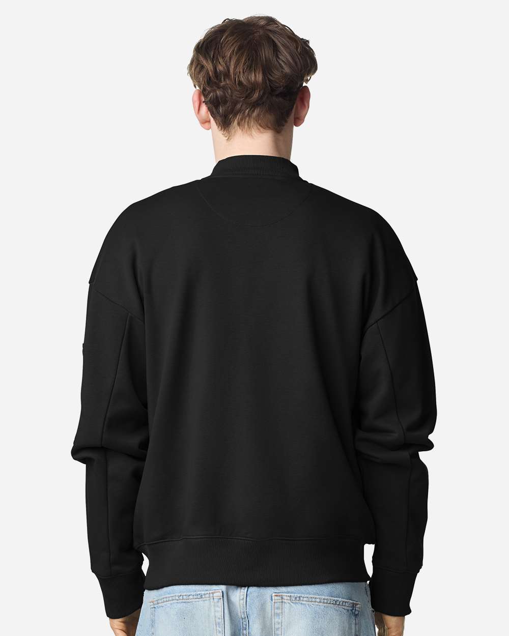 Black Unisex French Terry Bomber Jacket - FTJ77 plain