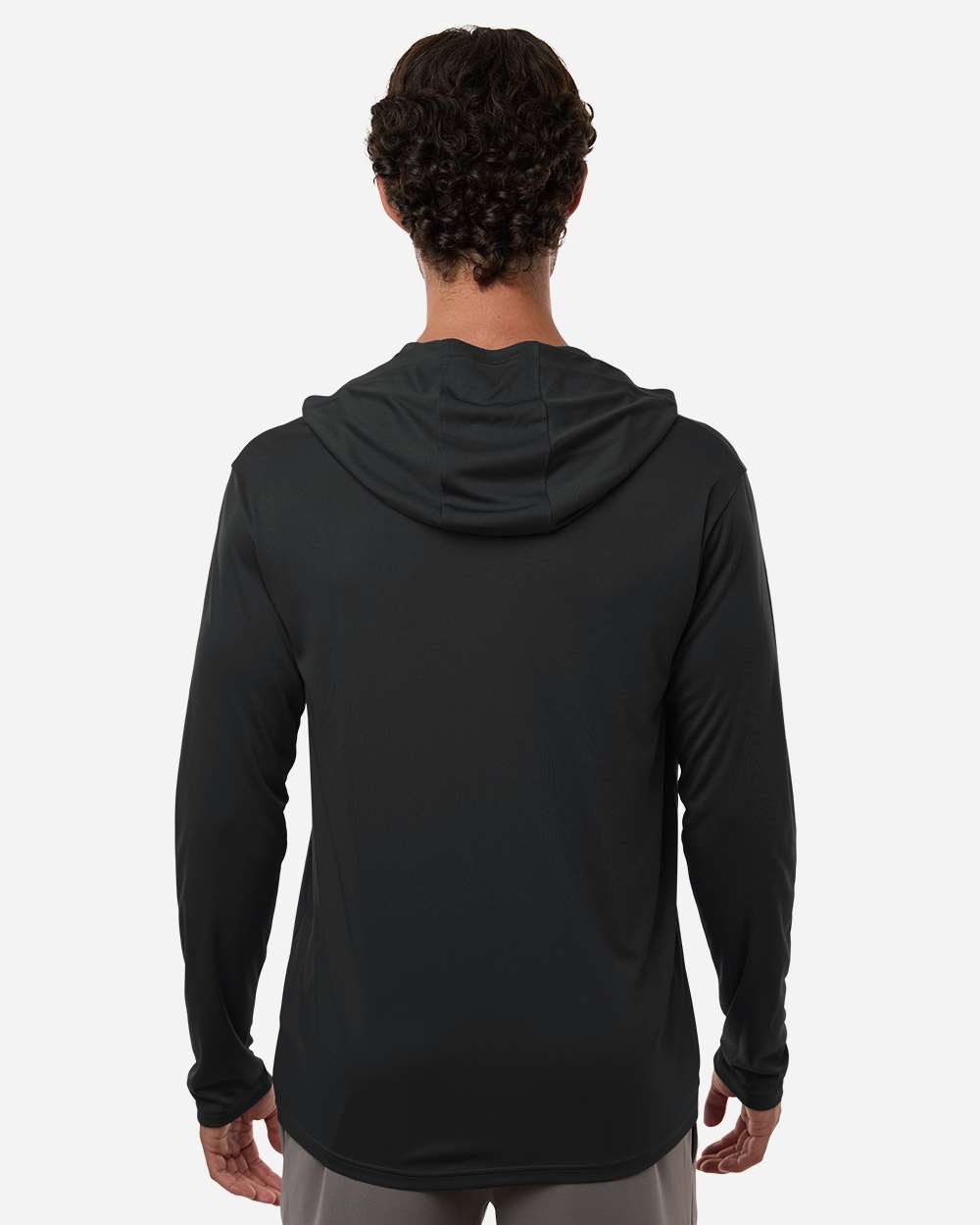 Black Unisex Pro-Lock Performance Hooded Long Sleeve T-Shirt - 48510 plain