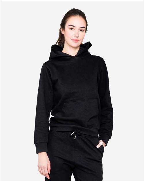 Rear View of Black Urban Pullover Hooded Sweatshirt - LS16001
