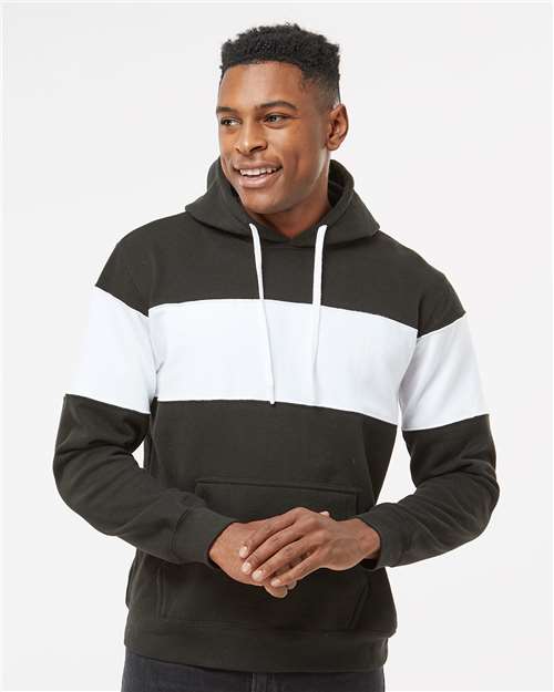 Black Varsity Fleece Colorblocked Hooded Sweatshirt - 8644