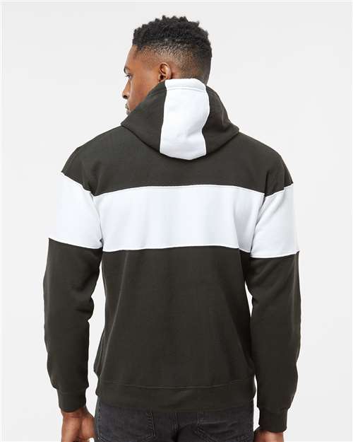 Black Varsity Fleece Colorblocked Hooded Sweatshirt - 8644