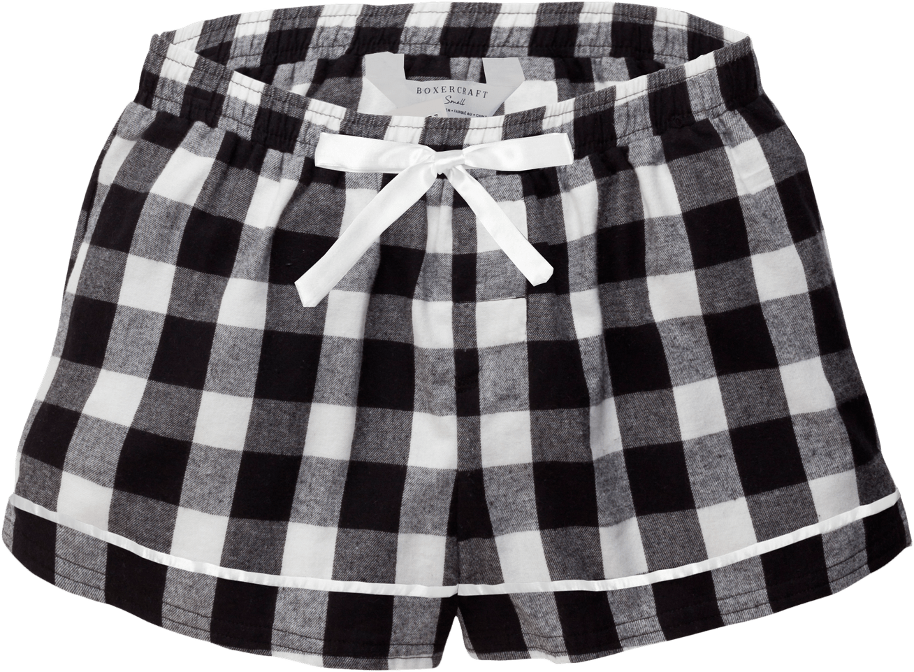 BLACK WHITE BUFFALO PLAID BOXERCRAFT WOMEN'S  FLANNEL SHORT  grouped