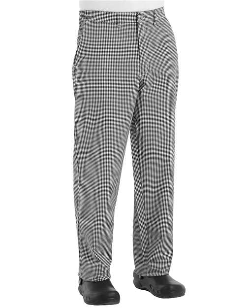 Front View of Black/ White Check - 26I Cook Pants Extended Sizes - 2020EXT