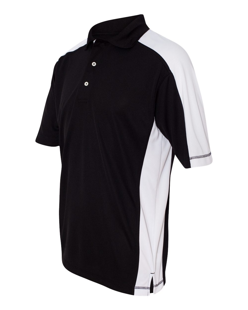 Black/ White Colorblocked Moisture Free Mesh Polo - 0465