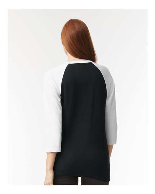 Black/ White CVC Three-Quarter Sleeve Tee - 2003CVC