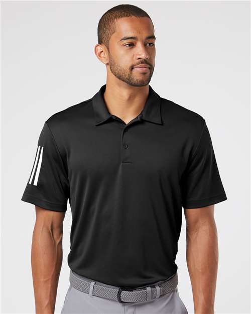 Black/ White Floating 3-Stripes Polo - A480