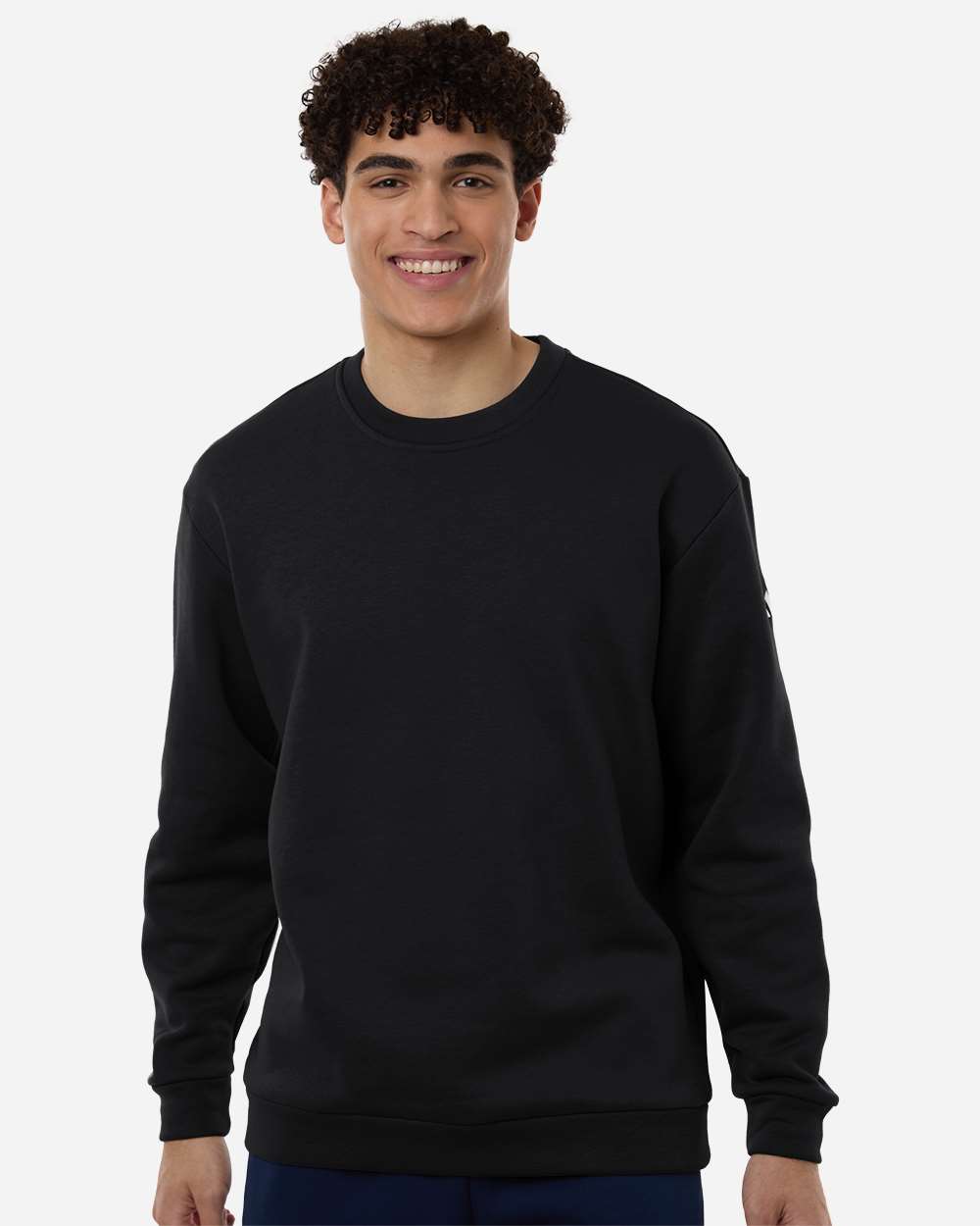 Black/ White Men's Fleece Crewneck Sweatshirt - AT200 plain