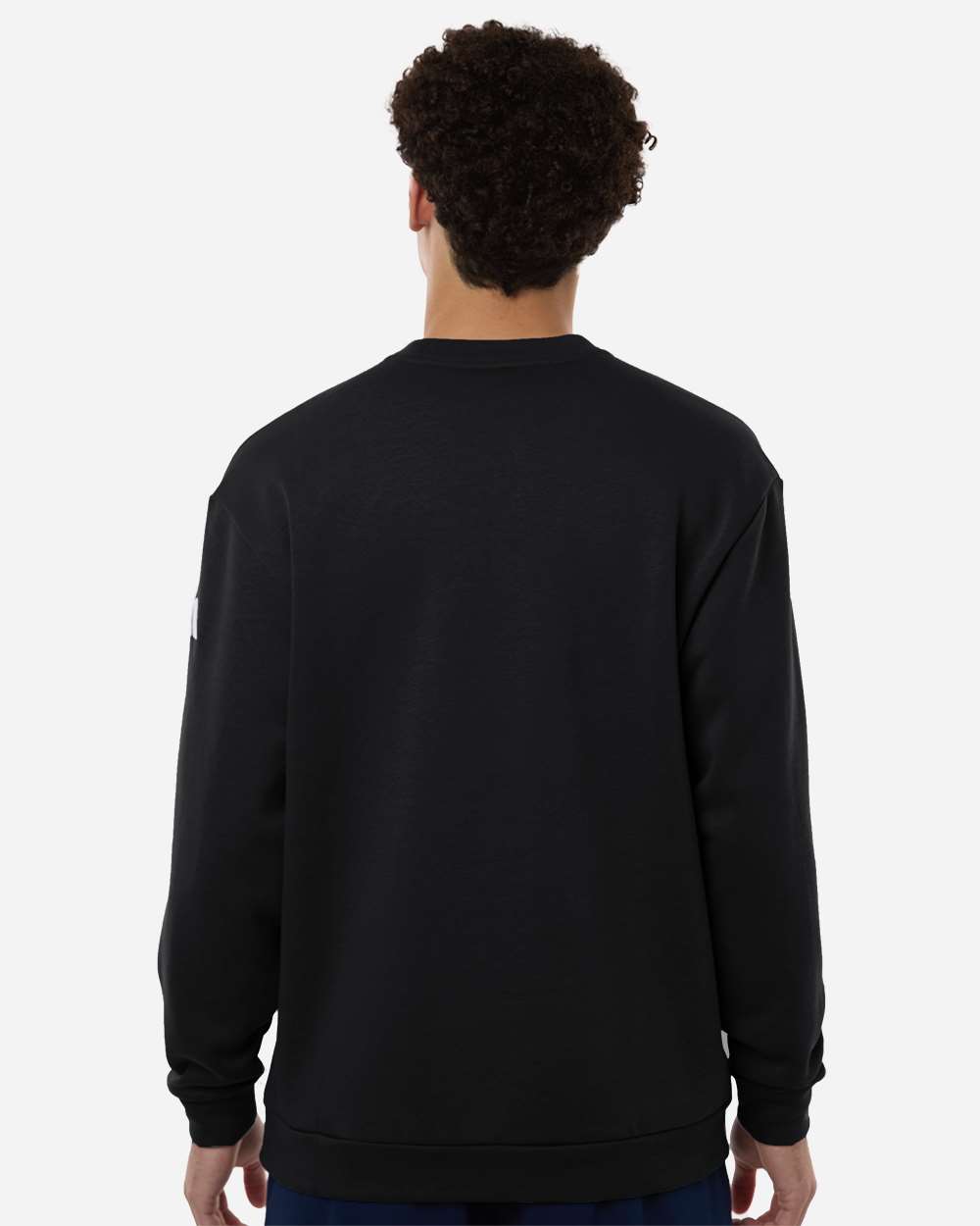 Black/ White Men's Fleece Crewneck Sweatshirt - AT200 plain
