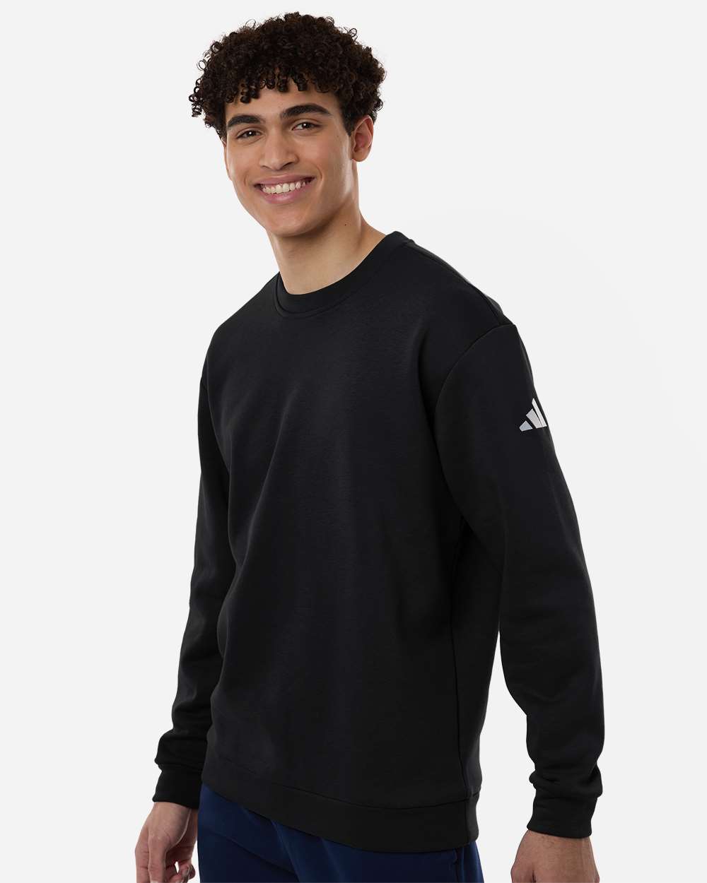 Black/ White Men's Fleece Crewneck Sweatshirt - AT200 plain