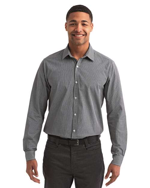 Black/ White Men&#39;s Microcheck Gingham Cotton Shirt - RP220