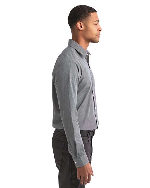 Black/ White Men&#39;s Microcheck Gingham Cotton Shirt - RP220