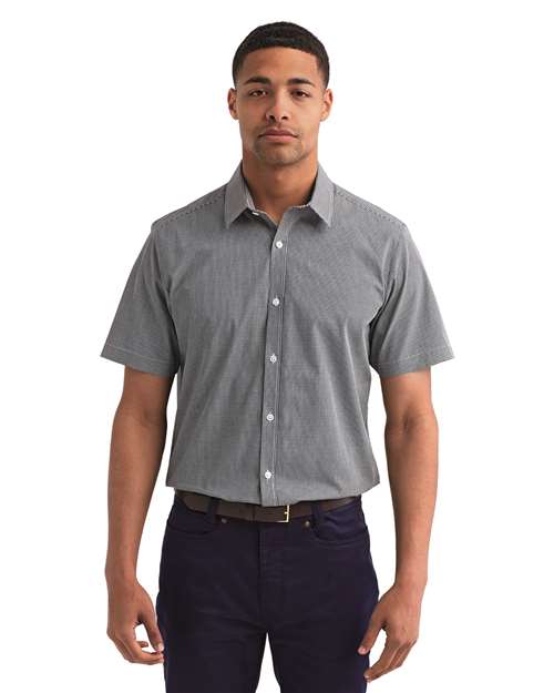 Black/ White Men&#39;s Microcheck Gingham Cotton Shirt - RP221