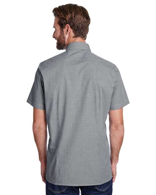 Black/ White Men&#39;s Microcheck Gingham Cotton Shirt - RP221
