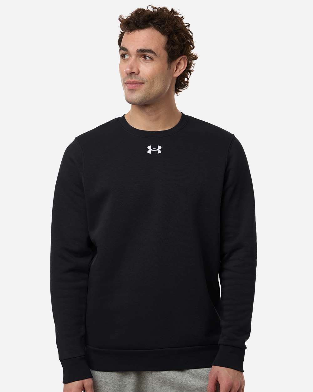 Black/ White Men's Team Icon Fleece Crew - 6014160 plain
