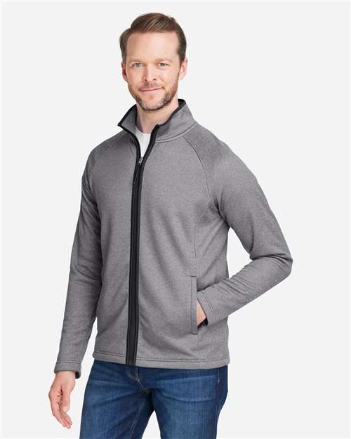 Black/ White Men&#39;s Venture Heathered Stripe Full-Zip - CE72