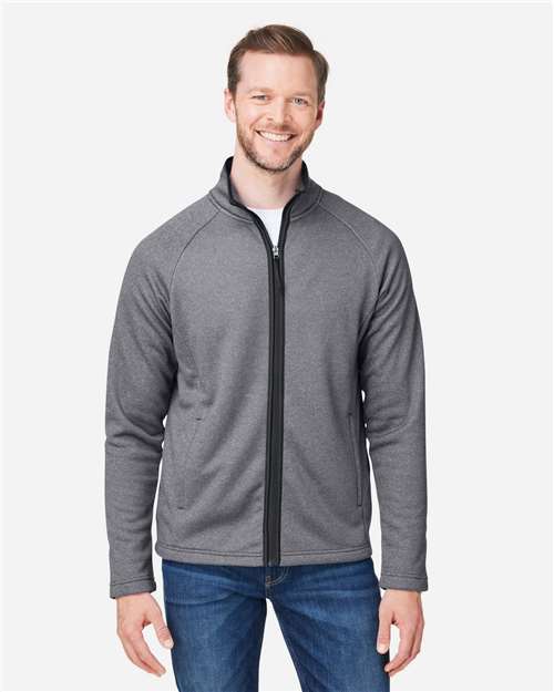 Black/ White Men&#39;s Venture Heathered Stripe Full-Zip - CE72