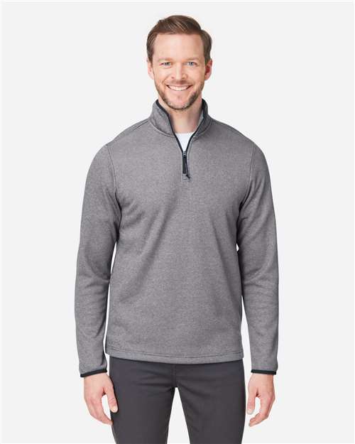 Black/ White Men&#39;s Venture Heathered Stripe Quarter-Zip Pullover - CE73