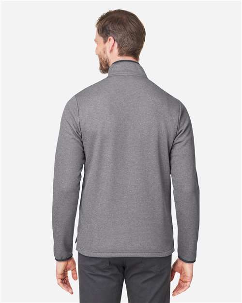 Black/ White Men&#39;s Venture Heathered Stripe Quarter-Zip Pullover - CE73