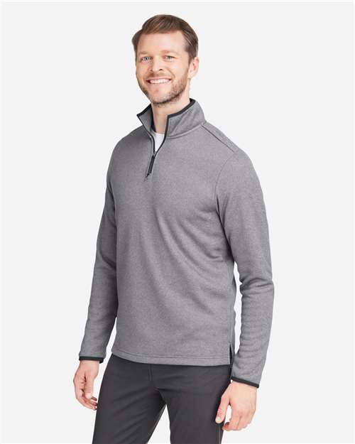 Black/ White Men&#39;s Venture Heathered Stripe Quarter-Zip Pullover - CE73