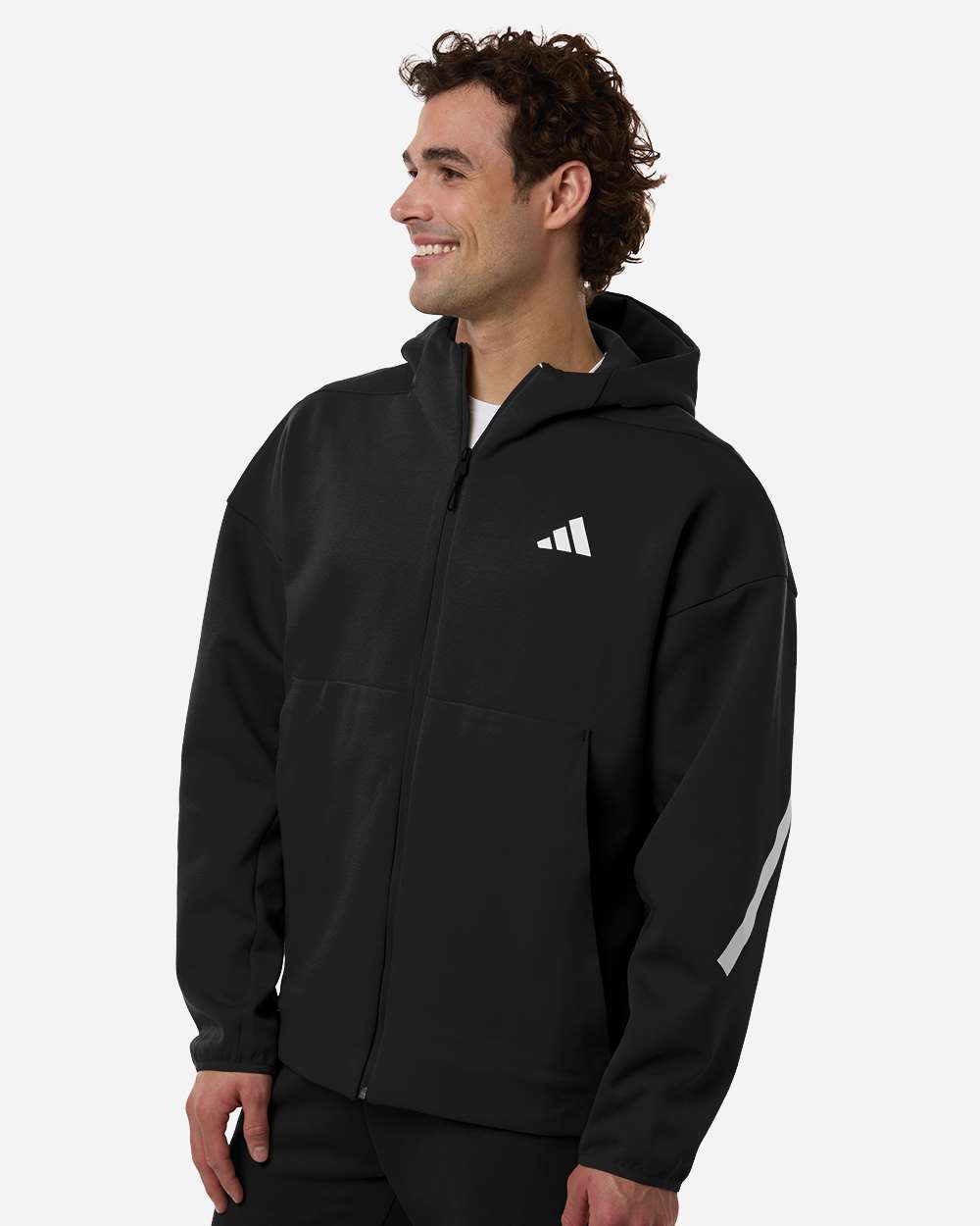 Black/ White Men's Z.N.E Full-Zip Hooded Sweatshirt - AT220 plain