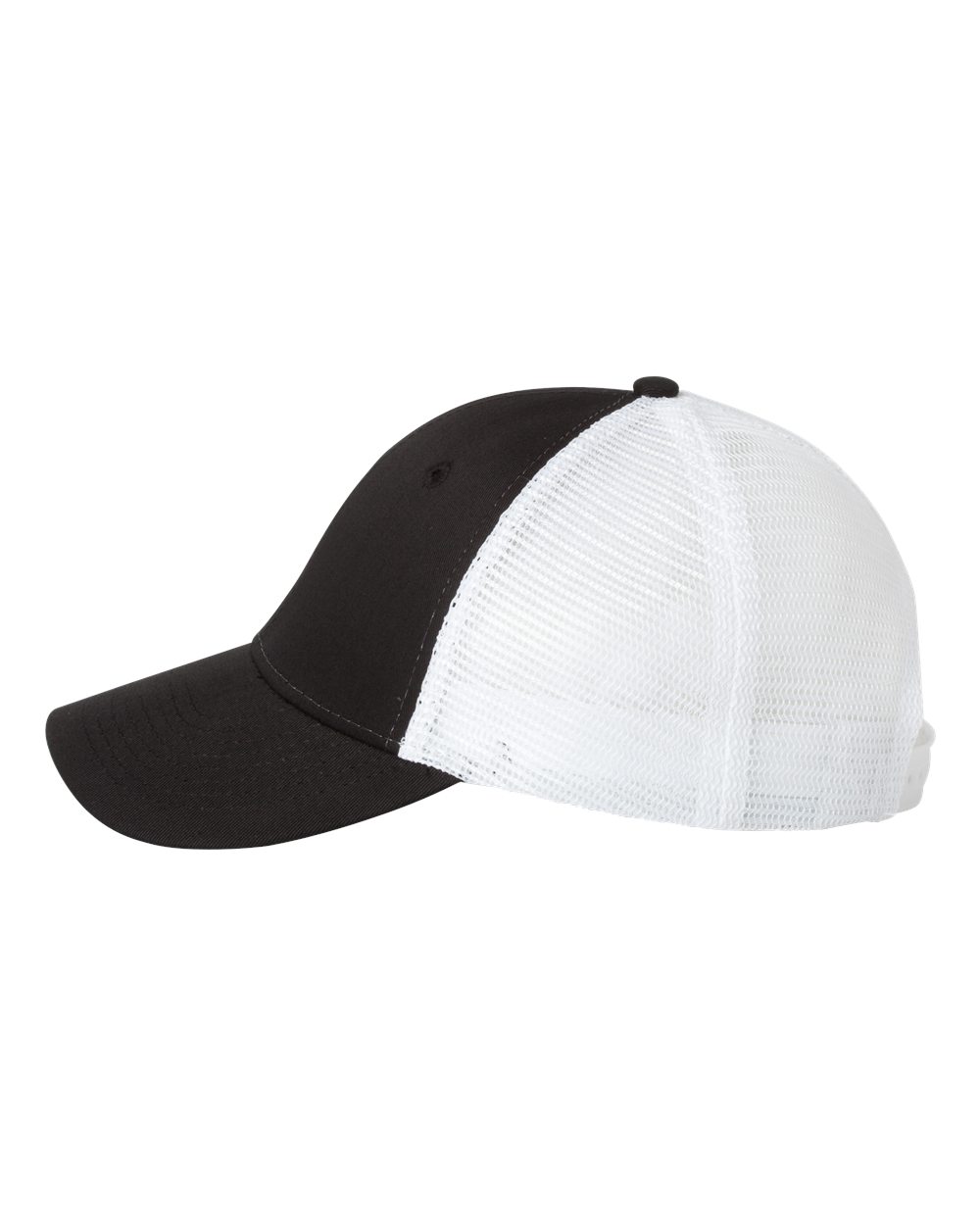 Black/ White Mesh-Back Twill Trucker Cap - VC400