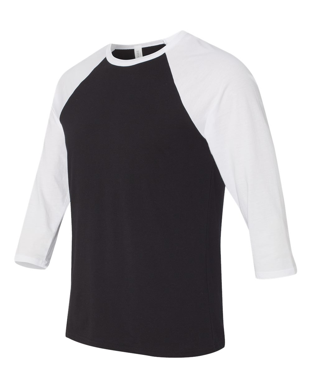 Black/ White Three-Quarter Sleeve Baseball Tee - 3200